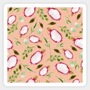 Dragonfruit on Coral  | Watercolor | Pattern Sticker